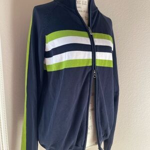 Brooks Brothers Navy Zip-Up Jacket with White Trim